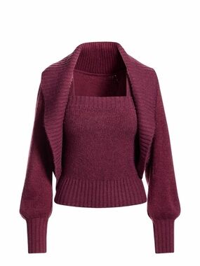 Boston Proper Knit Cardigan and Square Neck Tank Sweater Set